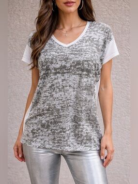 Calvin Klein Jeans shirt top Tshirt sz MD metallic lightweight like new